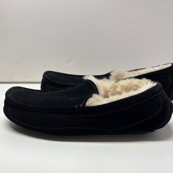 UGG Black Ascot Suede Men's Loafers with Wool Lining - Picture 3 of 12
